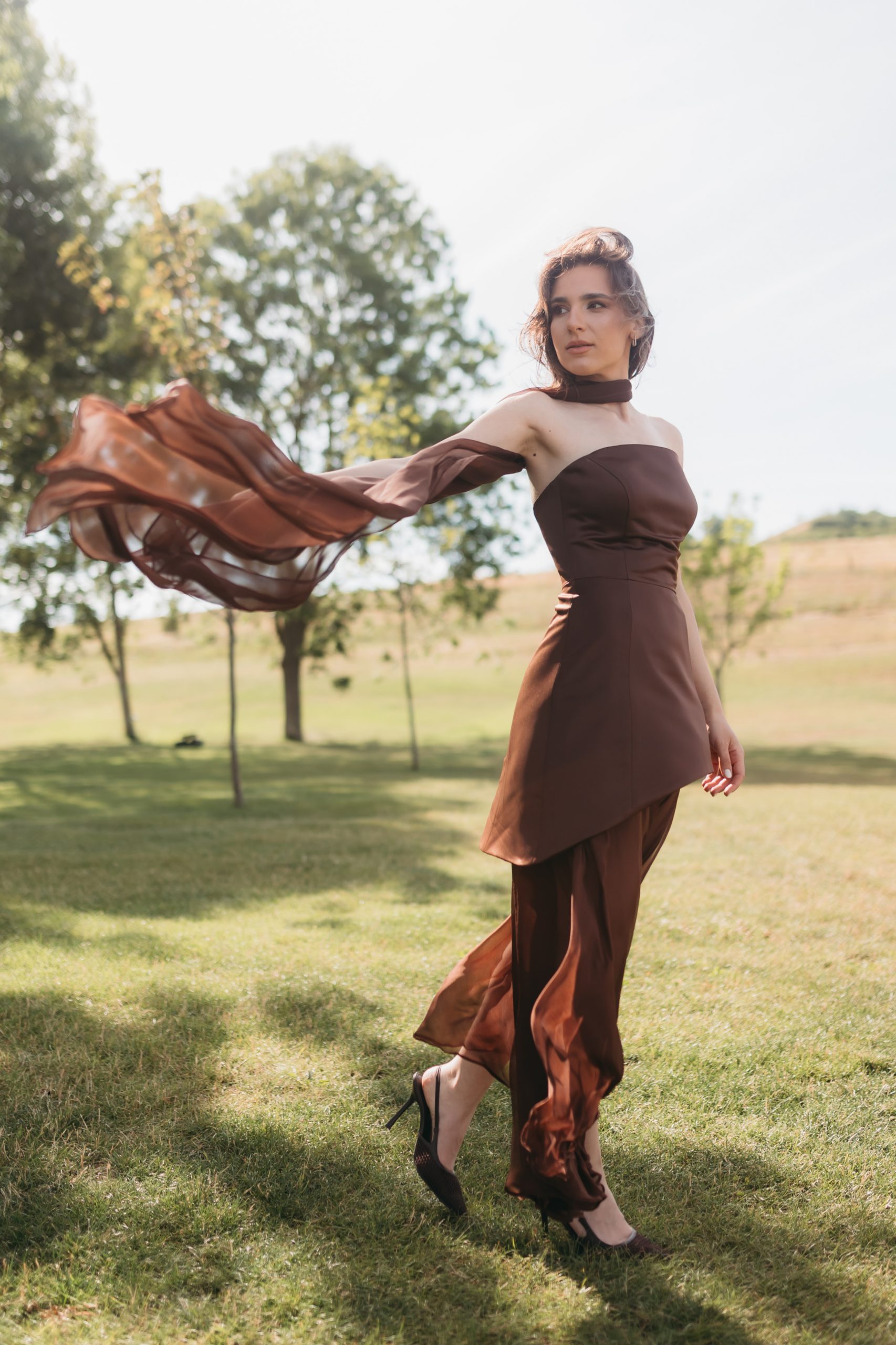Rochie corset cu voal de mătase naturală